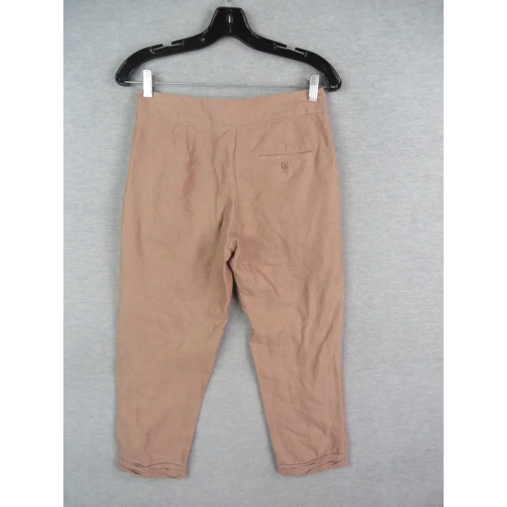 Aritzia‎ Wilfred Womens Pants 00 XS Brown Linen Blend Capri Drawstring Casual